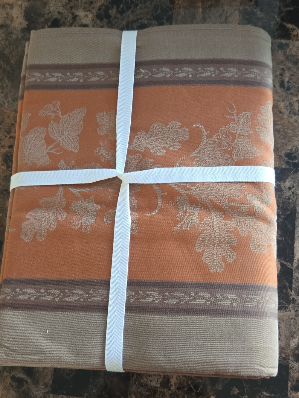 Williams Sonoma Orange Floral Jacquard Tablecloth - Picture 2 of 4